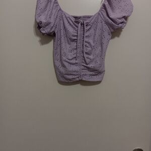Lavender Eyelet Puff Sleeve Top